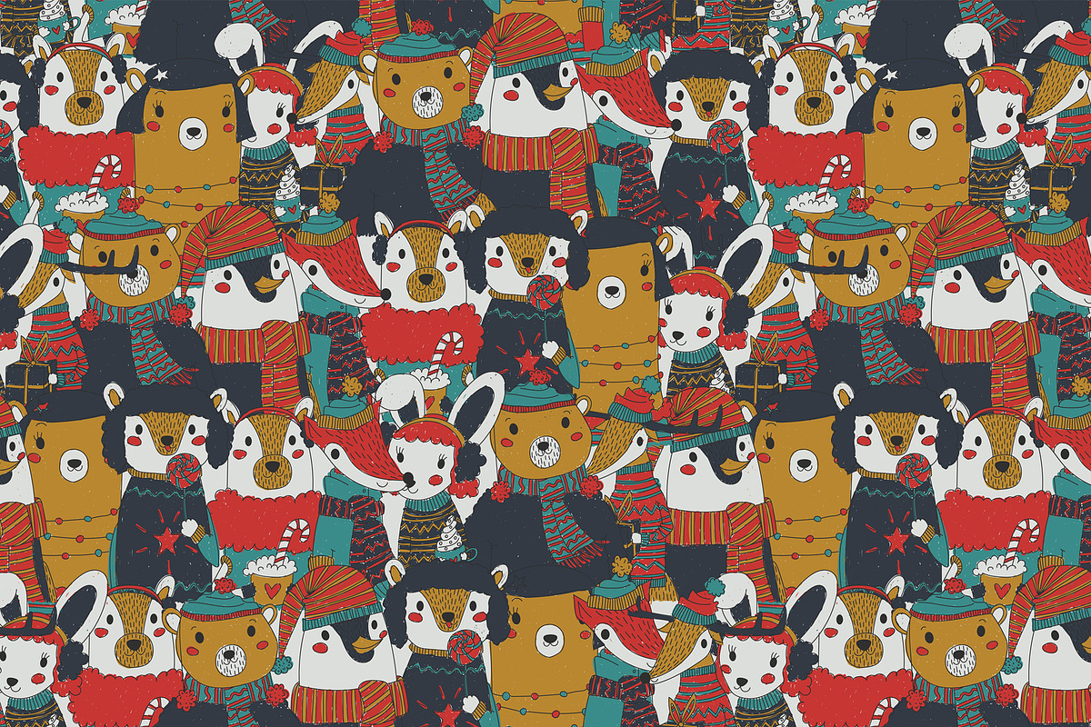 Vector Cute Woodland Animals Pattern, a Pattern Graphic by Chloe's Illustrations (Photo 1 of 5)