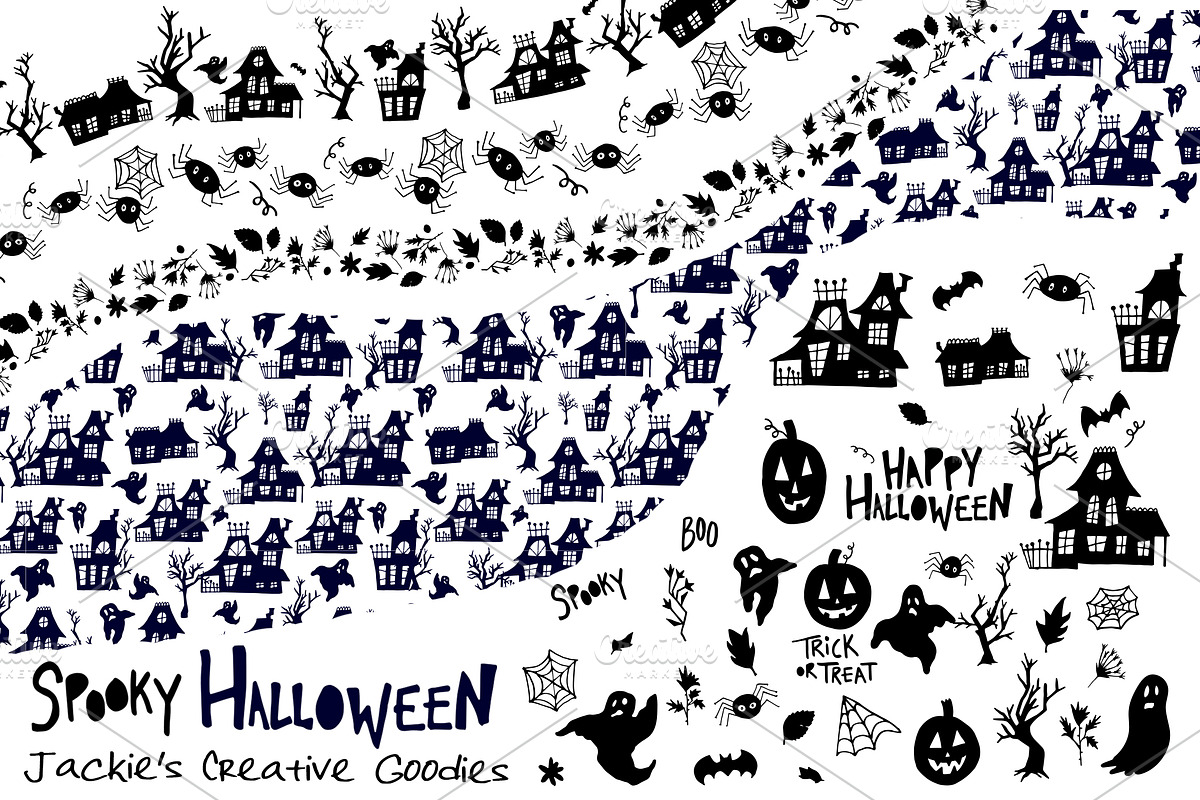 Spooky Halloween: Hand Drawn Set, an Illustration by Jackie's Creative Goodies (Photo 2 of 2)