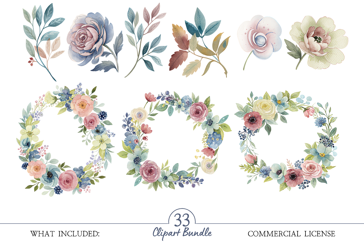 Pastel Wildflower Clipart Bundle, an Illustration by MockupWizard (Photo 3 of 5)
