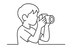 Young boy taking pictures with, an Illustration by ZinetroN