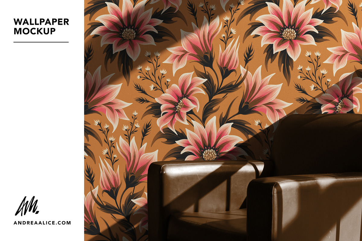 Wallpaper Mockup with Leather Chair, a Household Mockup by Andrea Muller (Photo 5 of 7)
