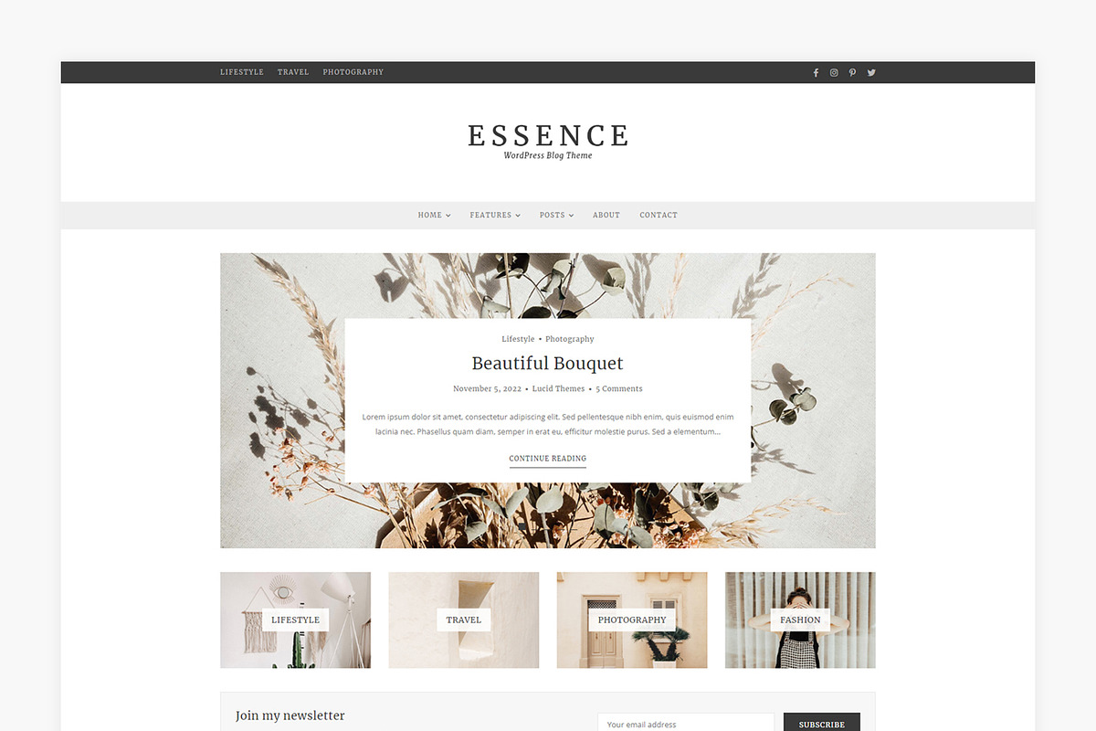 Essence - WordPress Blog Theme, a WordPress Template by Lucid Themes (Photo 3 of 6)