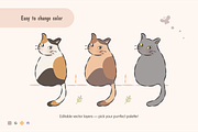 Sassy Whiskers – Cute Cat Vector Set, an Animal Illustration by feverfew.an (Thumbnail 6 of 11)
