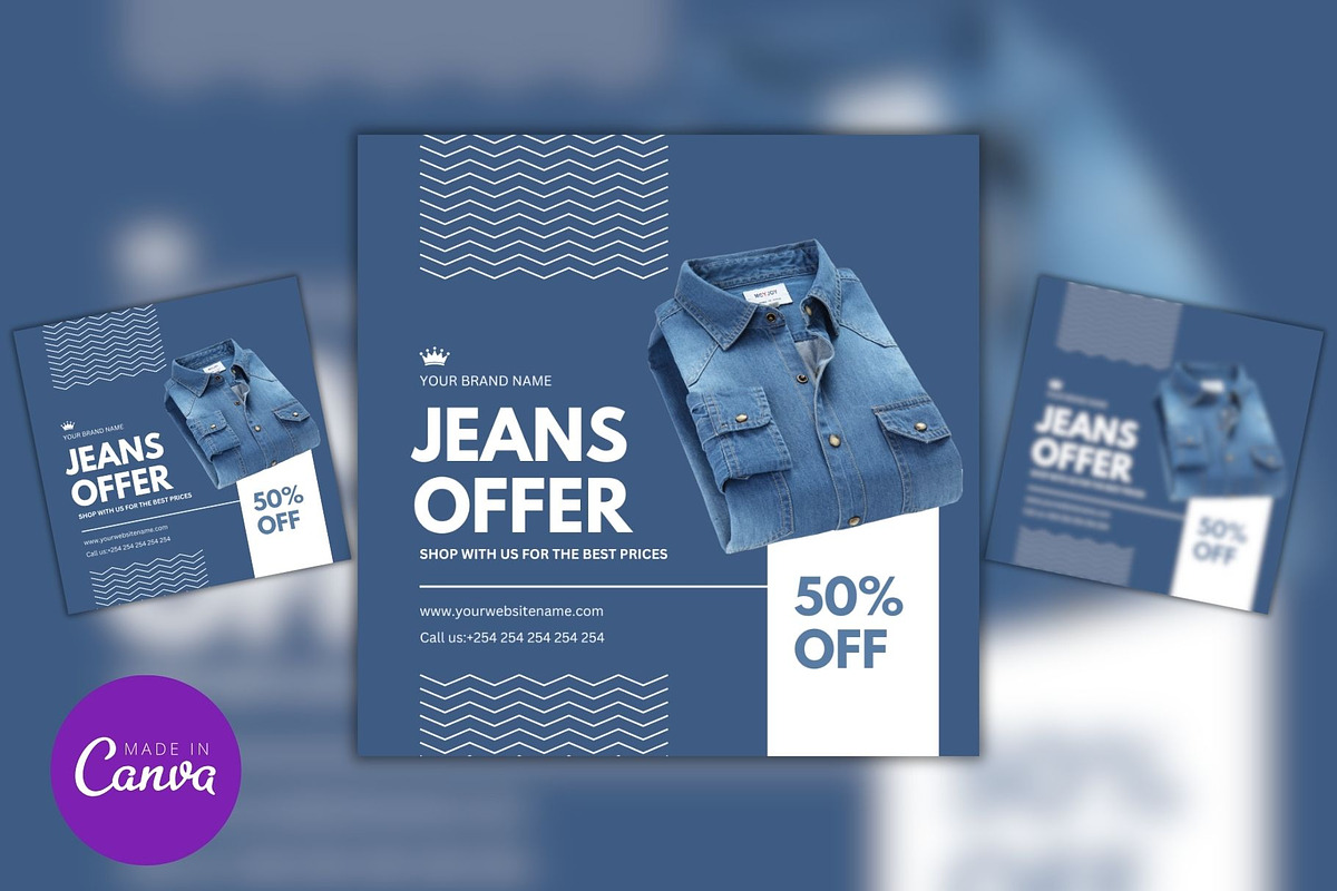 Editable Denim Jeans Sale Template, a Social Media Template by Mishek Munene (Photo 2 of 4)