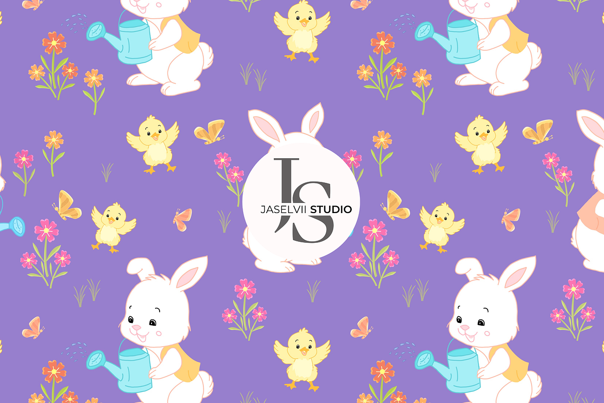 Bunny Chick- Purple, a Pattern Graphic by Jaselvii Studio (Photo 5 of 5)