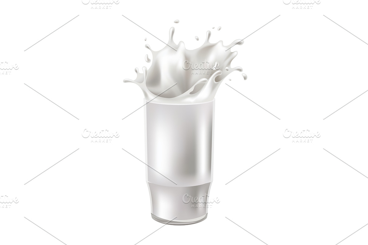 Realistic milk splash in a glass, a Food Illustration by the8monkey