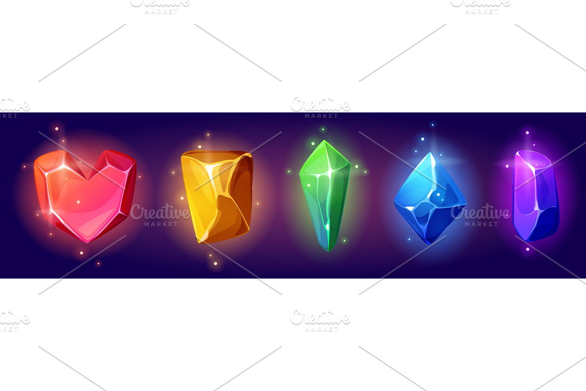 Magic gemstones set isolated on, an Object Illustration by art PVP - market