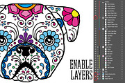 Puppy Calavera Tattoo Style Vector, an Illustration by BAD TASTE (Thumbnail 6 of 7)