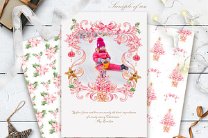 Pink Bow Christmas Illustrations