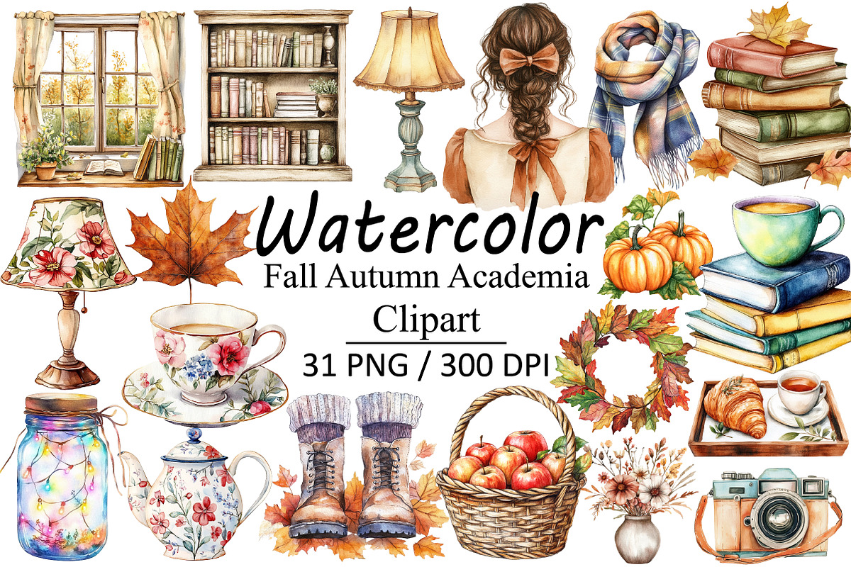 Fall Autumn Academia Clipart, an Illustration by Design Market (Photo 1 of 3)