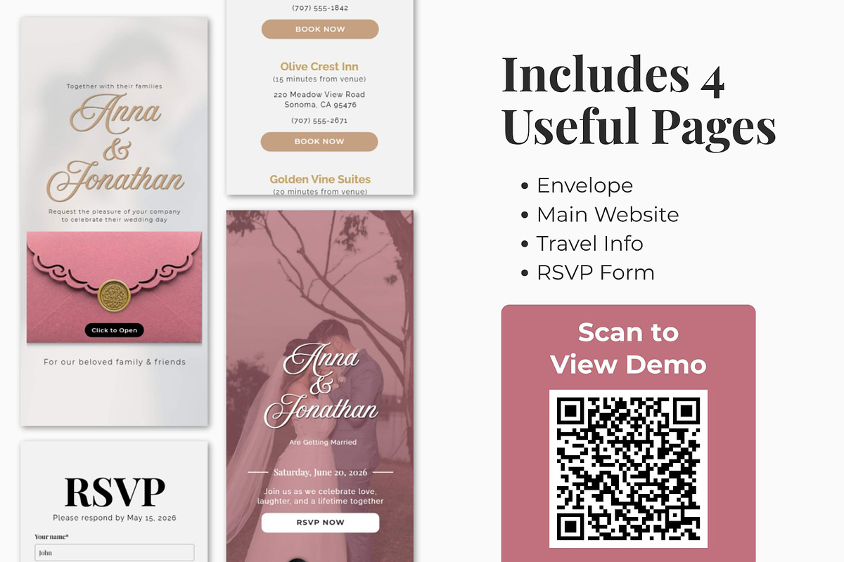 Blush Pink Wedding Website, a Landing Page Template by Everyday Perfection (Photo 3 of 10)