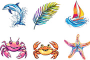 Hand Drawn Summer Clipart PNG Set, an Illustration by Designking (Thumbnail 2 of 5)