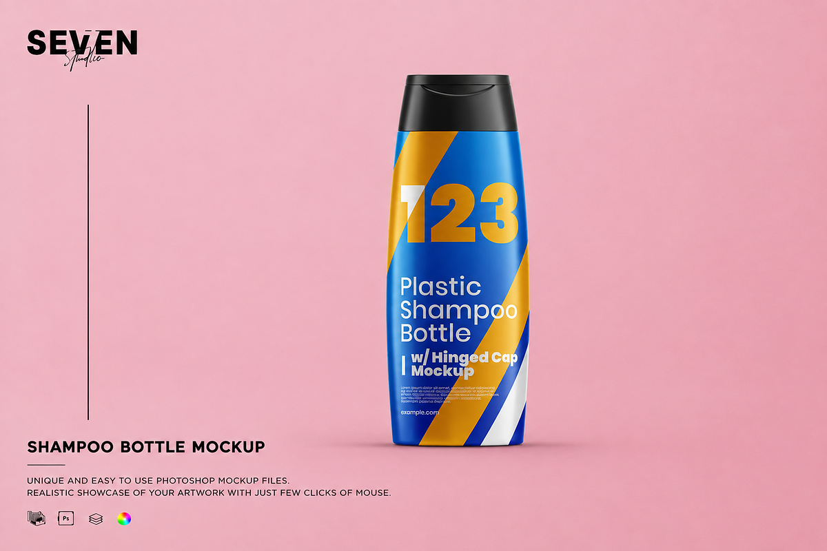 Plastic Shampoo Bottle Mockup, a Packaging Mockup by Se٧enStudio (Photo 1 of 2)