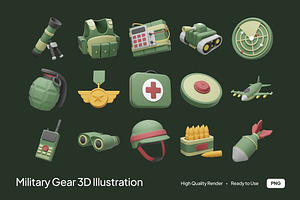 Military Gear 3D Illustration, an Object Illustration by graphicook