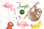 In the Jungle Watercolor Clipart, an Animal Illustration by everysunsun (Thumbnail 3 of 6)