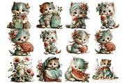 Whimsical Summer Cats Clipart, an Illustration by DreamArtGraphic (Thumbnail 5 of 5)