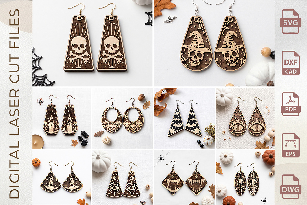 Halloween Earring SVG Collection, an Object Graphic by WoodoraCut (Photo 1 of 11)