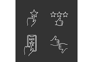 Rating Chalk Icons Set