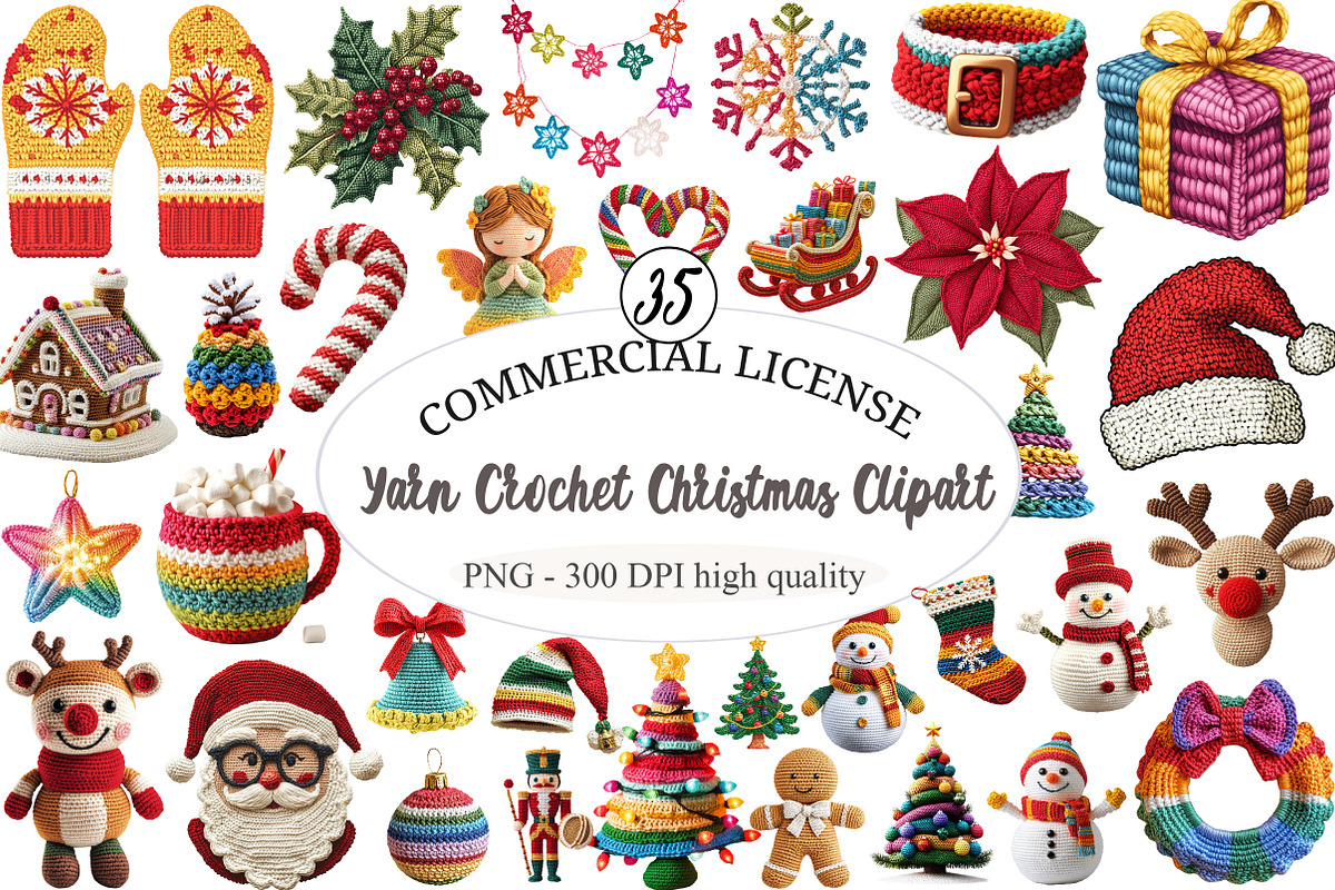 Yarn Crochet Christmas Clipart, an Illustration by designcity5 (Photo 1 of 5)