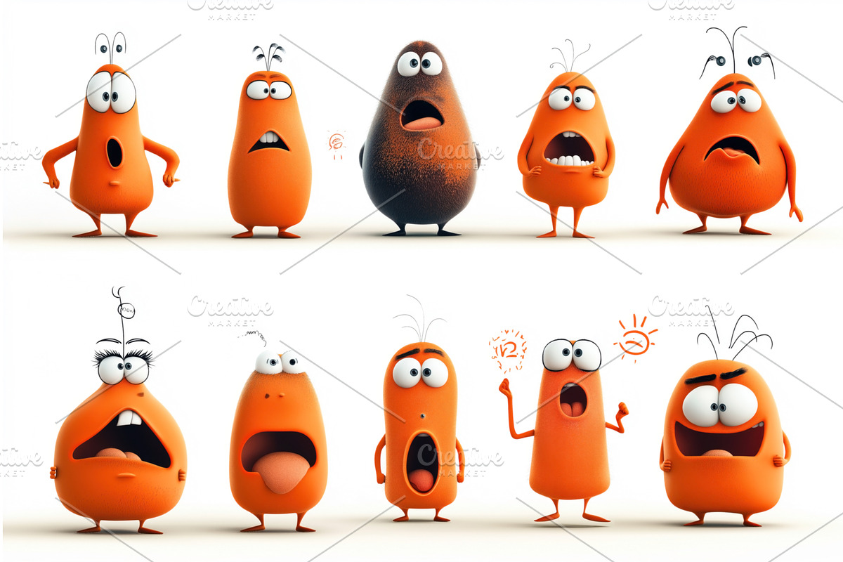 A collection of comical, orange, an Animal Illustration by Sergey Kotenev