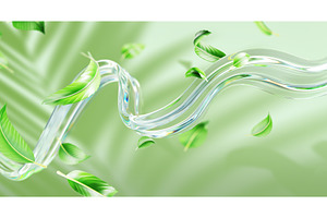 3d Green Background With Water