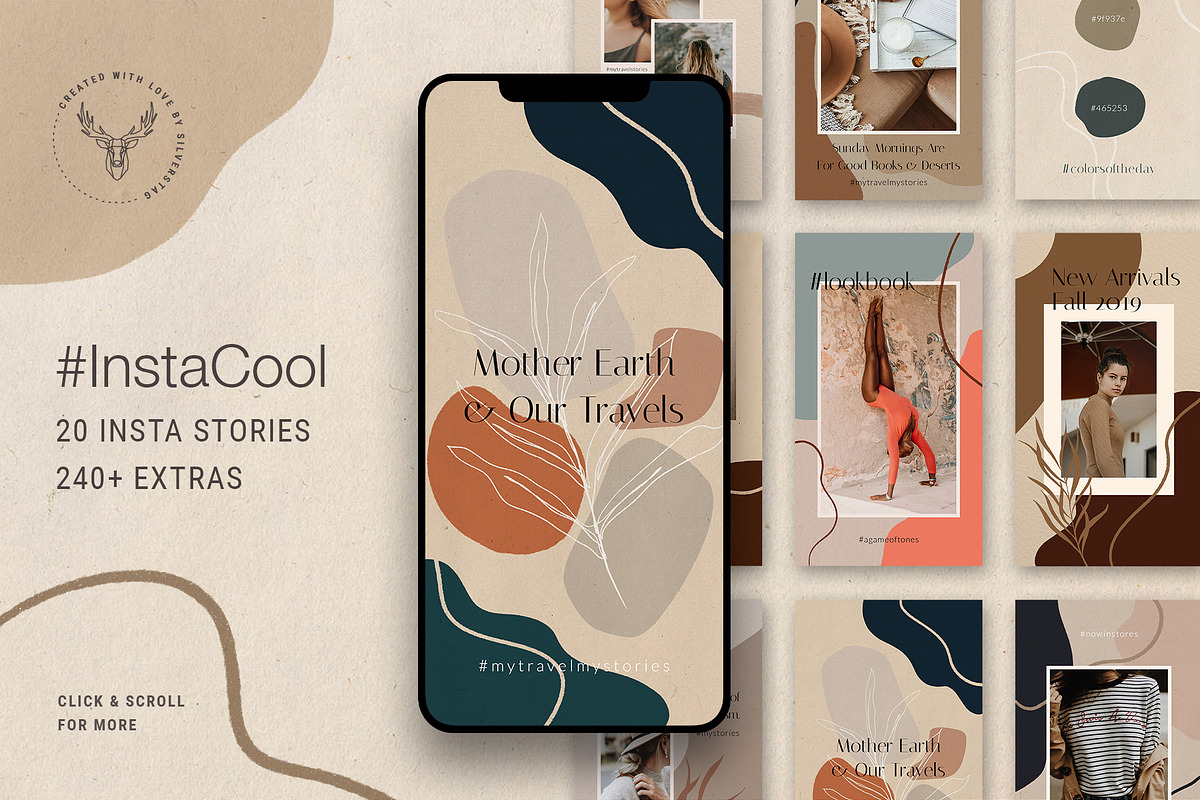 #InstaCool Instagram Story Templates, a Social Media Template by SilverStag Type Foundry (Photo 1 of 15)