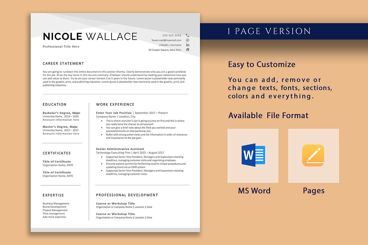 Modern Professional Resume Template, a Resume Template by VictoriousVita (Photo 2 of 8)