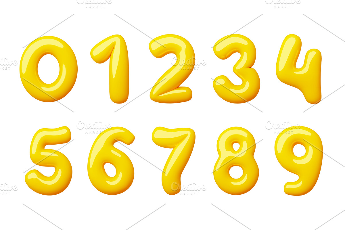 Cartoon 3d numbers. Voluminous plump, an Object Illustration by YummyBuum