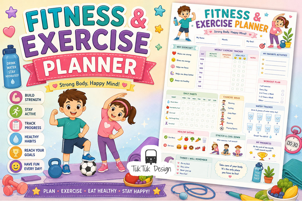 15 Kids Planners Printable Bundle, an Education Illustration by TukTuk Design (Photo 14 of 17)