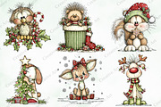Whimsical Christmas Fluffy Animals, an Illustration by Creative Art (Thumbnail 4 of 10)