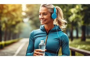 Woman jogging in a park wearing blue, a Nature Photo by Igor Tichonow