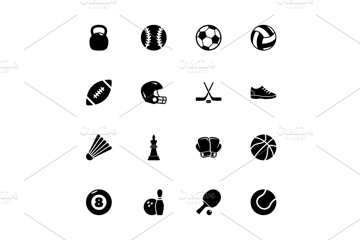 Sport Equipment - Flat Vector Icons, an Object Illustration by Artsaba Family