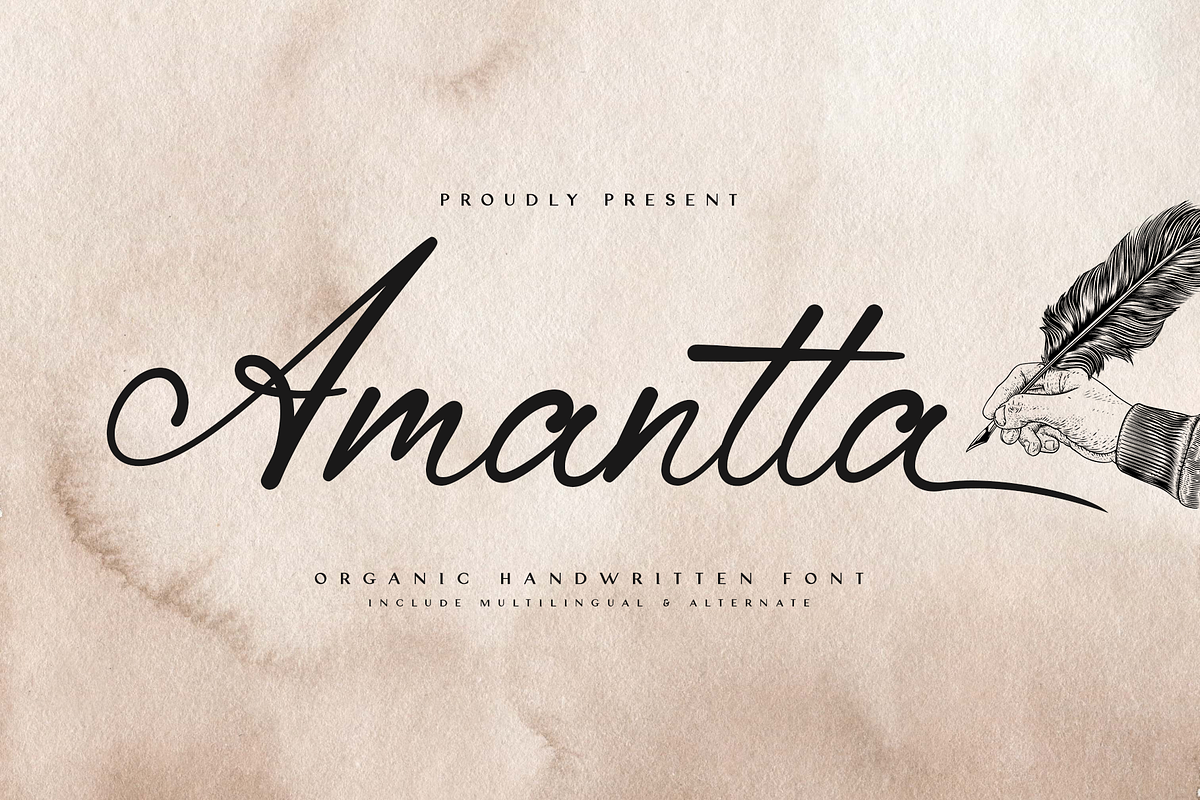 Amantta Script Font, a Script Font by BumbleGraph Studio (Photo 1 of 10)