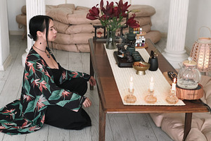 Female meditation spiritual zen practicing yoga, a Person Photo by Photo Drive Studio
