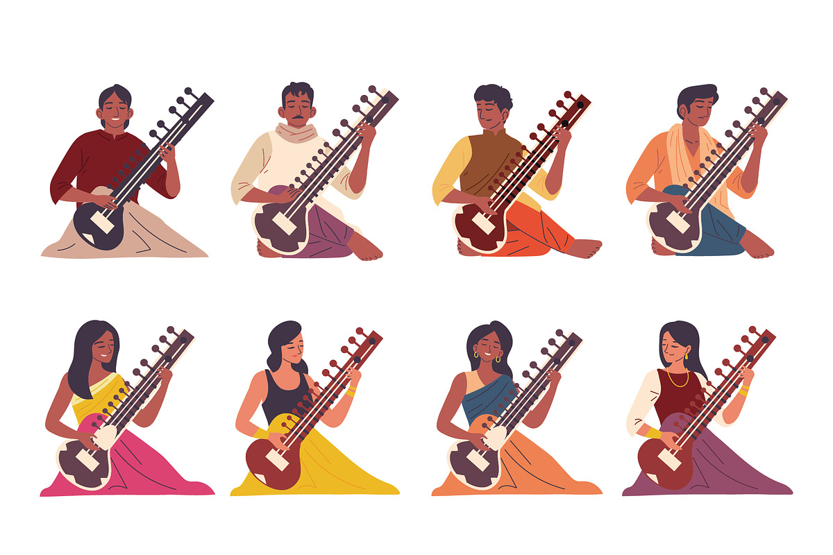 People Playing Sitar Set