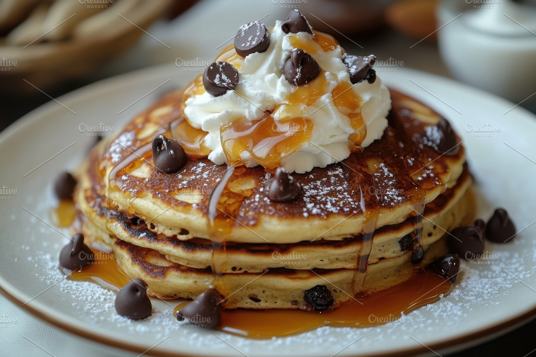 Delicious chocolate chip pancakes to, a Background Photo by Pixeness
