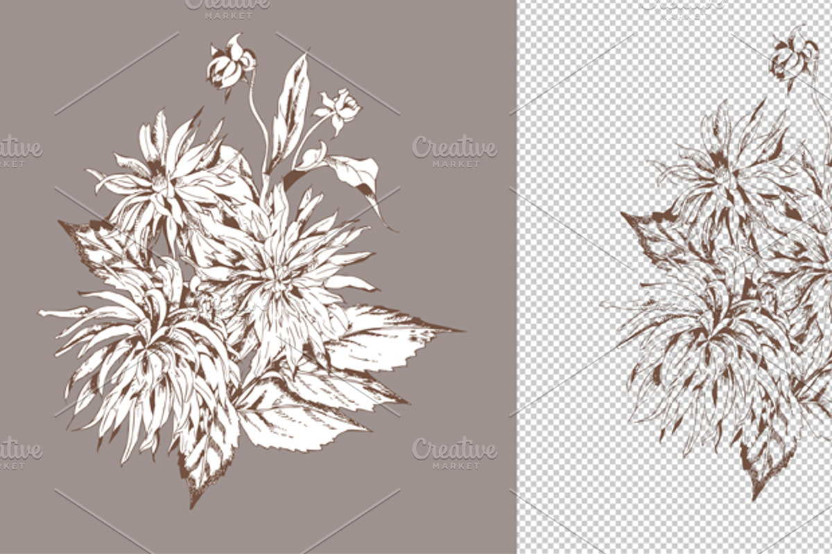 Vintage Dahlias Set, a Pattern Graphic by Marina Grau (Photo 3 of 5)