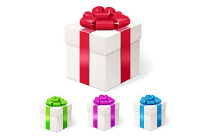 Set Of Colorful Gift Boxes With Bows