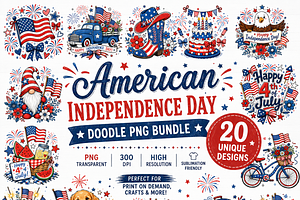 America independence day doodle PNG, a Decorative Illustration by HeavensStar