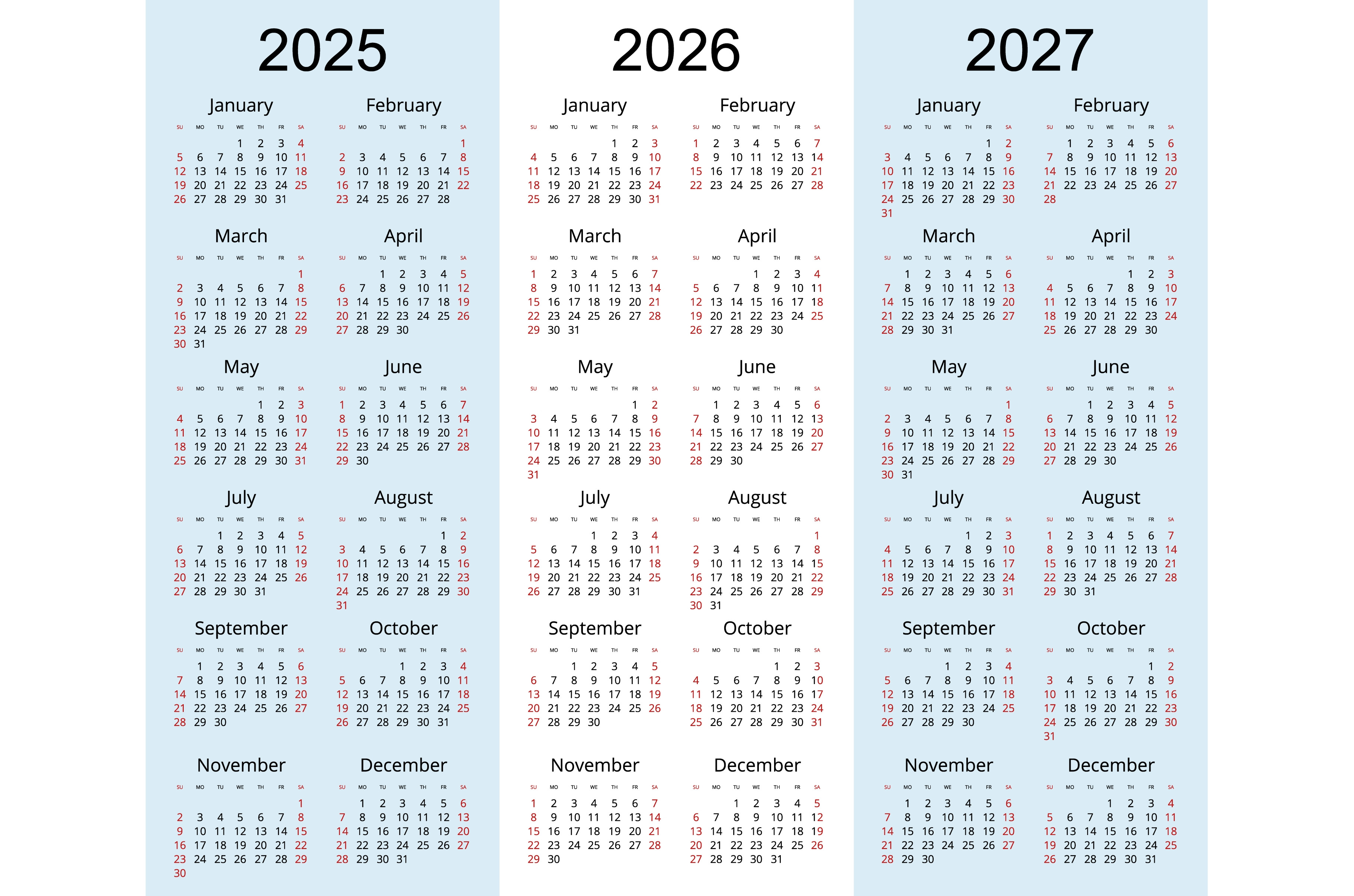 Calendar planner 2025, 2026, 2027 Graphic Objects Creative Market