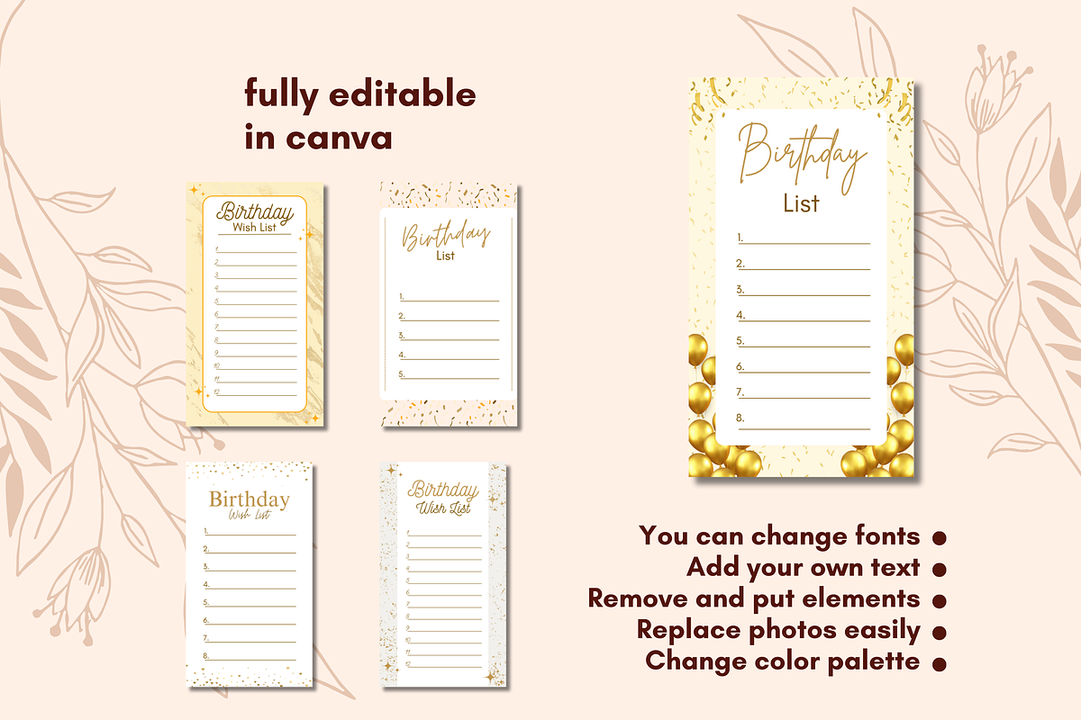 Happy Birthday List Templates Canva, a Templates & Theme by TemplateCastleStore (Photo 9 of 9)