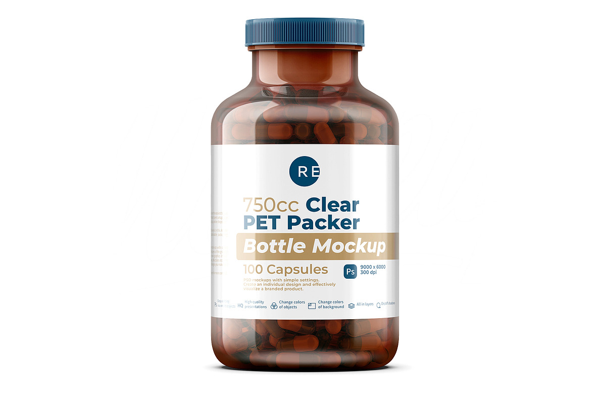 Amber Pills Bottle Mockup, a Packaging Mockup by Reformer Mockup (Photo 3 of 5)