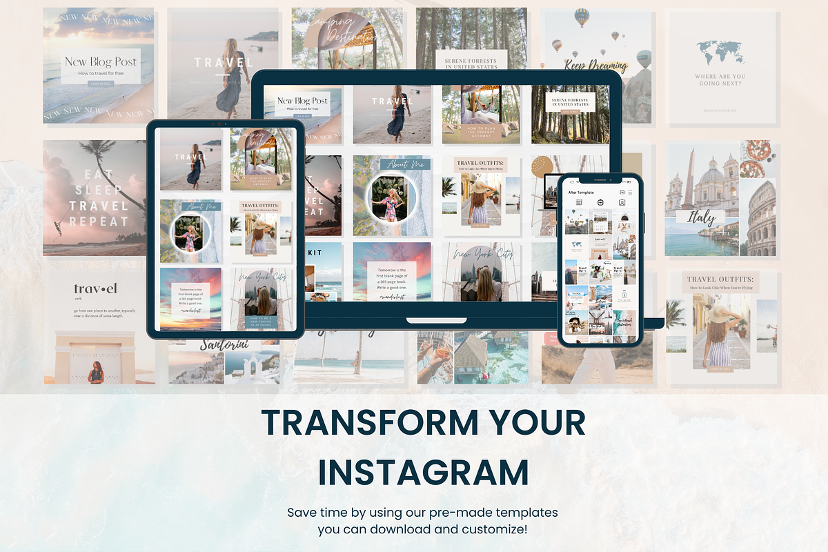50 TRAVEL Instagram Templates 2026, a Social Media Template by SocialMediaTemplate (Photo 2 of 8)