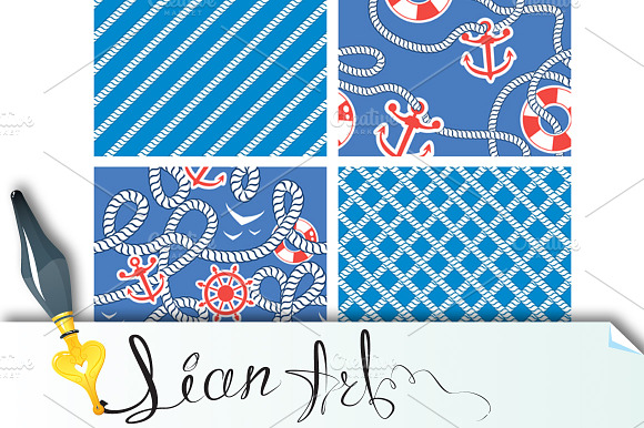 Set of Seamless nautical patterns preview 3