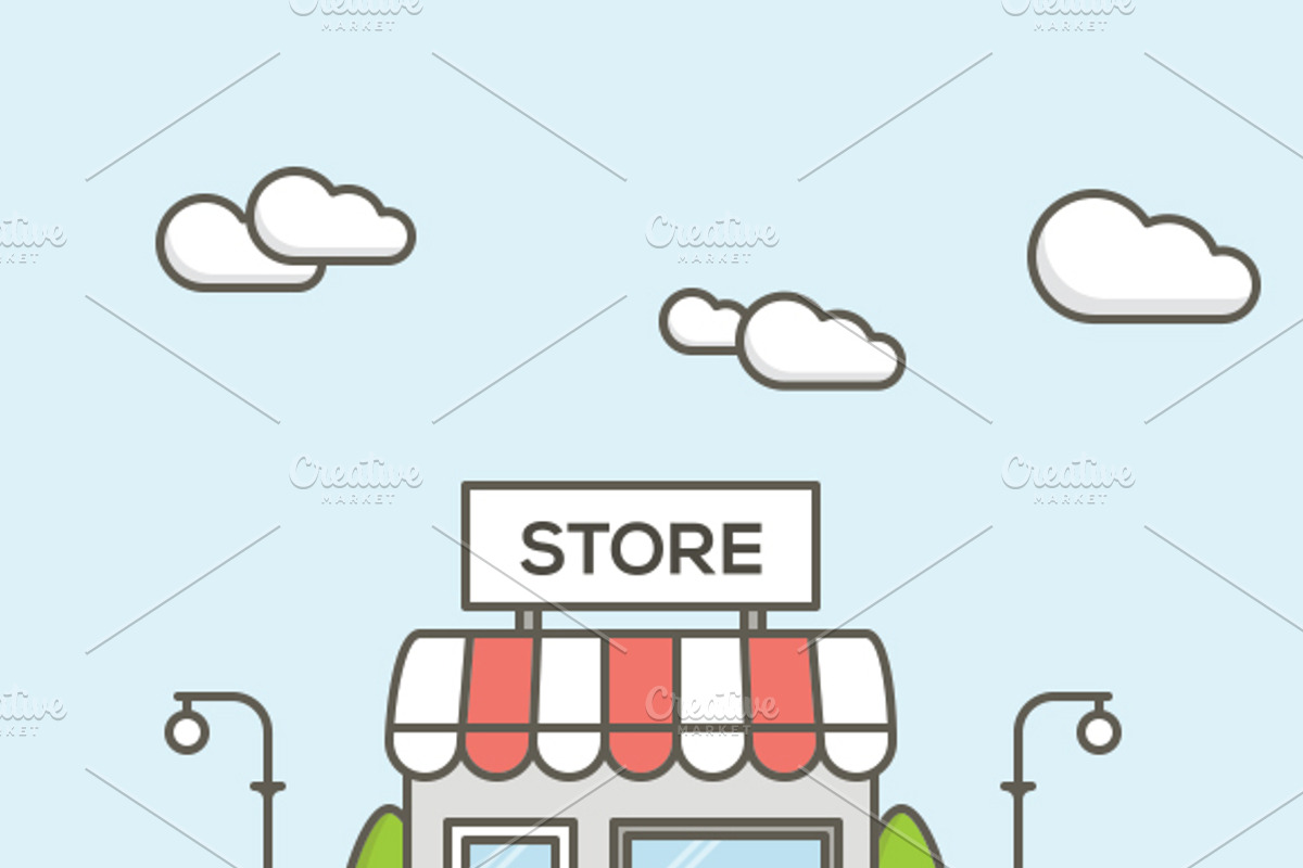 Vector Shop in 2 Styles, an Illustration by Mir store