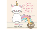 Caticorn Cat Digital Paper & Clipart, a Pattern Graphic by JennyL Designs (Thumbnail 4 of 8)