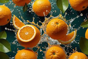 Fruit Splash on Teal Background, a Food & Drink Photo by Stock Shape