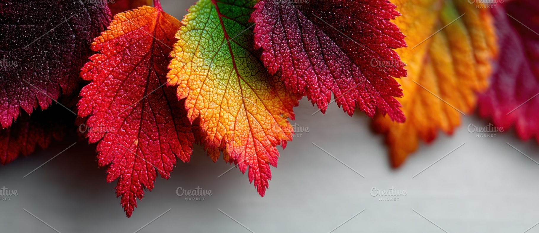 Closeup of vibrant autumn leaves with gradient hues from green t, a Nature Photo by José Manuel Gelpi