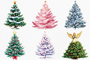 Watercolor Christmas Tree Clipart, an Illustration by Canvas Craft (Thumbnail 4 of 8)