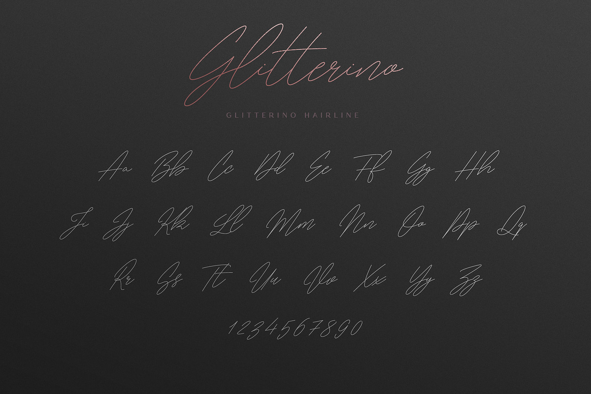 Glitterino - Stylish Script Font, a Script Font by AlienValley (Photo 5 of 6)